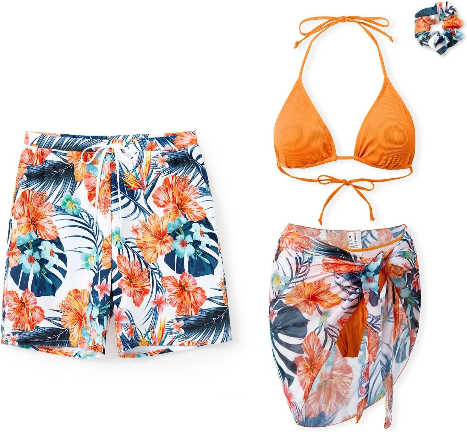 PATPAT Matching Swimsuits for Couples - Spaghetti Strap Bikini Set or Swim Trunks Bathing Suits Hawaiian Beach Swimwear