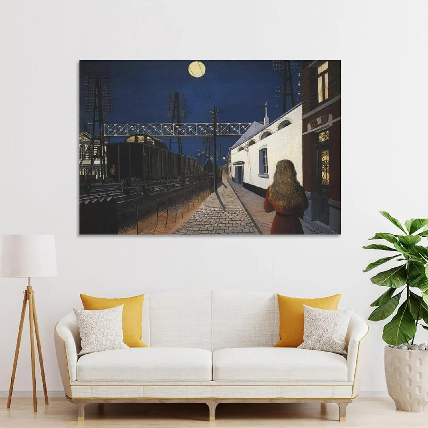 Paul Delvaux Poster Print Loneliness Artworks Picture Print Poster Wall Art Painting Canvas Decor Home Posters Decorative 16x24inch(40x60cm)
