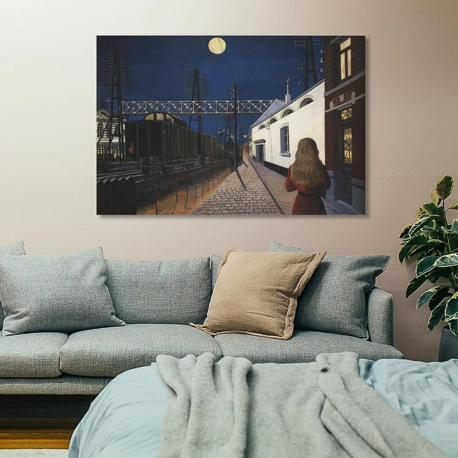 Paul Delvaux Poster Print Loneliness Artworks Picture Print Poster Wall Art Painting Canvas Decor Home Posters Decorative 16x24inch(40x60cm)