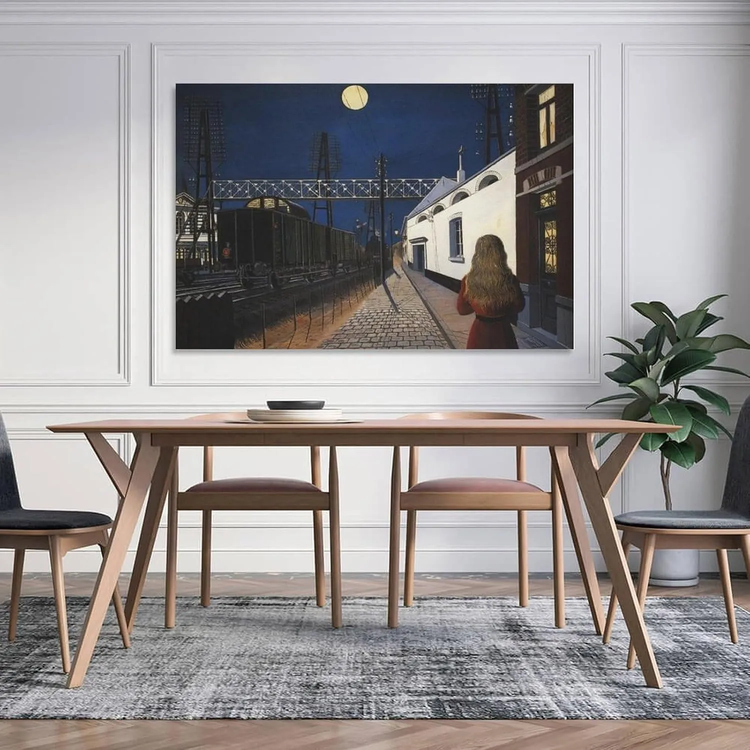 Paul Delvaux Poster Print Loneliness Artworks Picture Print Poster Wall Art Painting Canvas Decor Home Posters Decorative 16x24inch(40x60cm)