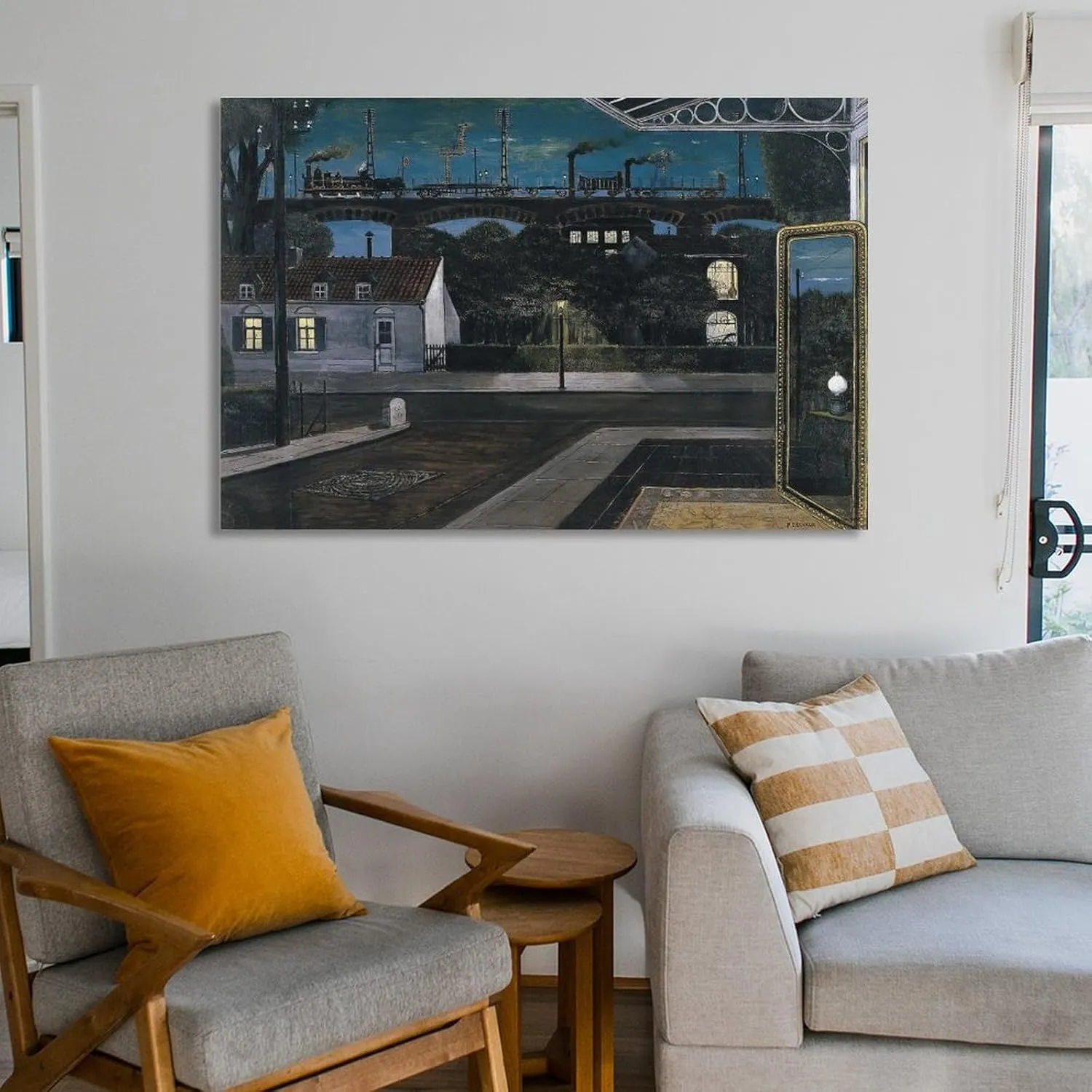 Paul Delvaux Posters Print The Viaduct Gifts Canvas Painting Poster Wall Art Decorative Picture Prints Modern Decor Framed-unframed 20x30inch(50x75cm)