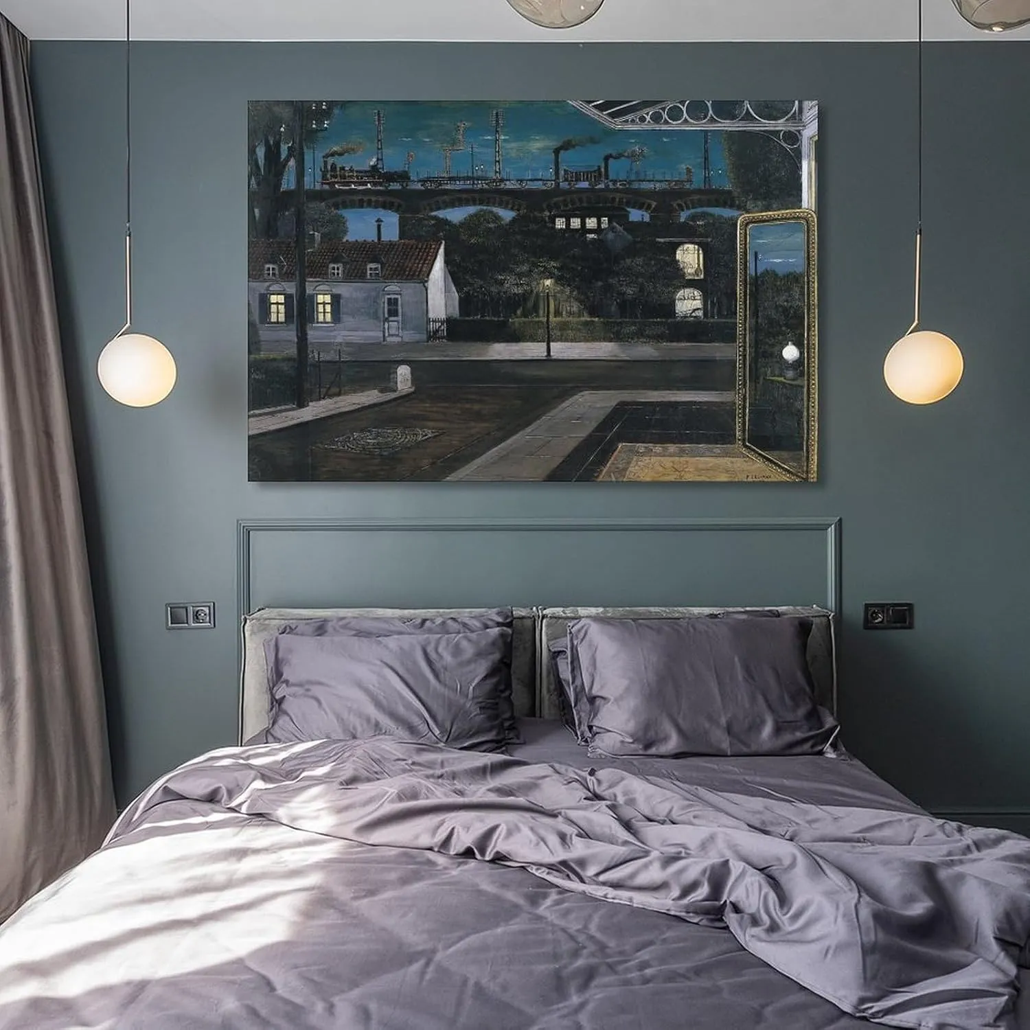 Paul Delvaux Posters Print The Viaduct Gifts Canvas Painting Poster Wall Art Decorative Picture Prints Modern Decor Framed-unframed 20x30inch(50x75cm)