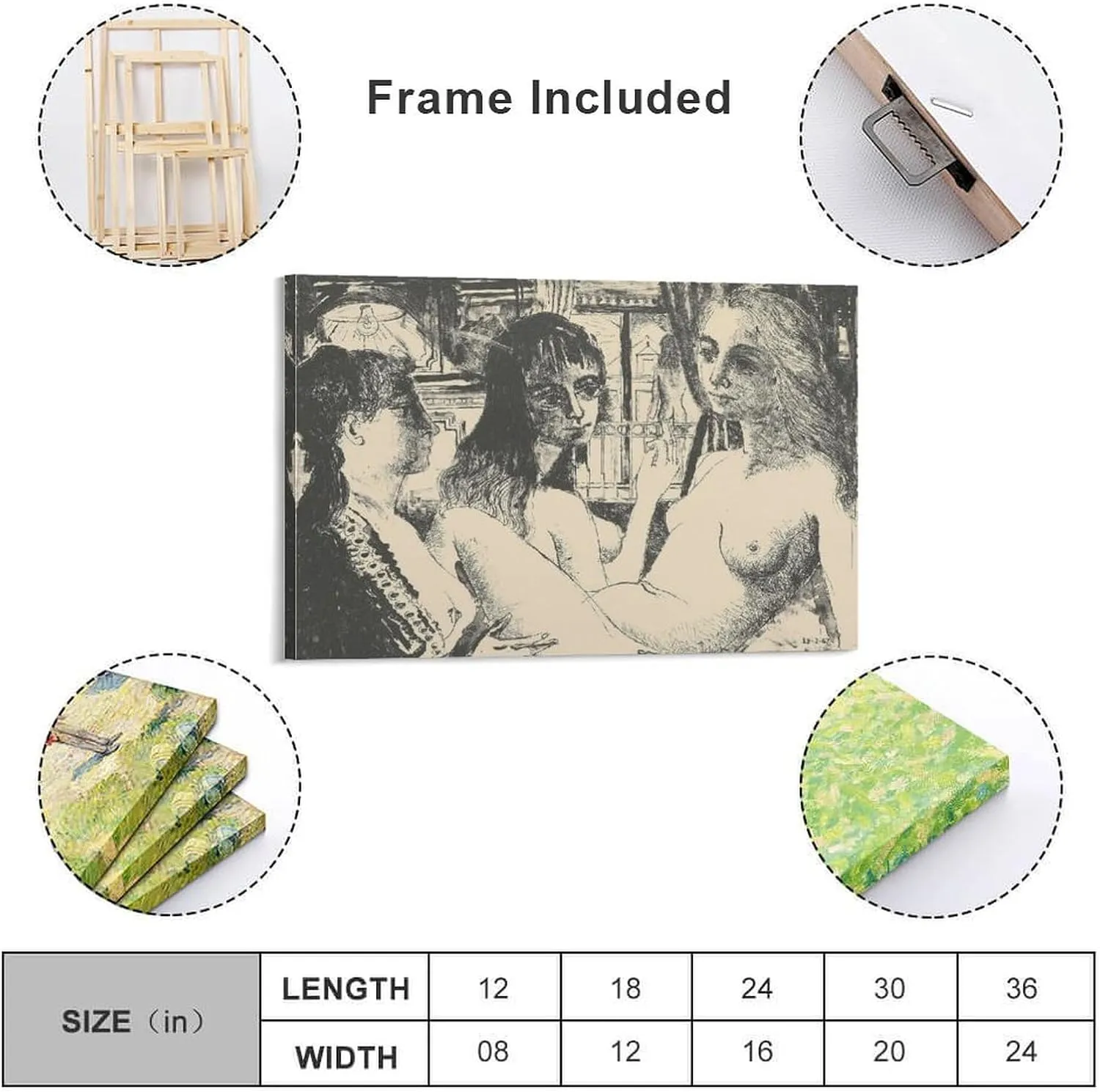 Paul Delvaux Posters Print THREE WOMEN Artworks Picture Print Poster Wall Art Painting Canvas Gift Decor Home Posters Decorative 12x18inch(30x45cm)