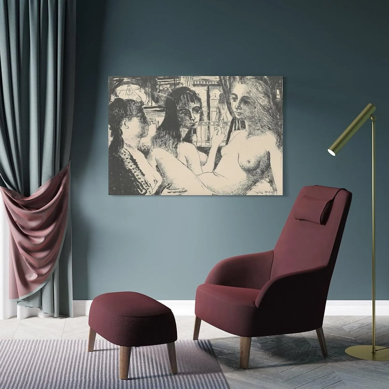 Paul Delvaux Posters Print THREE WOMEN Artworks Picture Print Poster Wall Art Painting Canvas Gift Decor Home Posters Decorative 12x18inch(30x45cm)