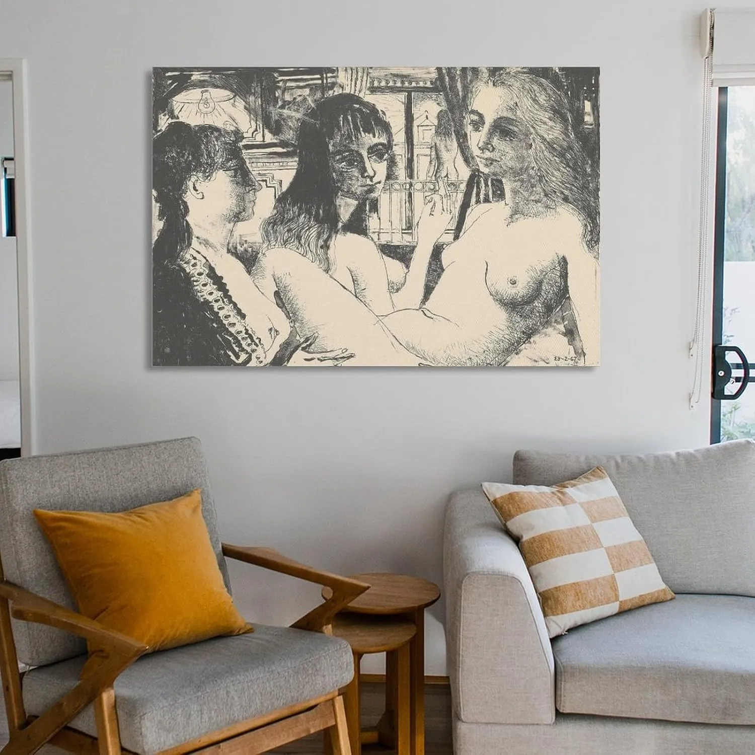 Paul Delvaux Posters Print THREE WOMEN Artworks Picture Print Poster Wall Art Painting Canvas Gift Decor Home Posters Decorative 12x18inch(30x45cm)