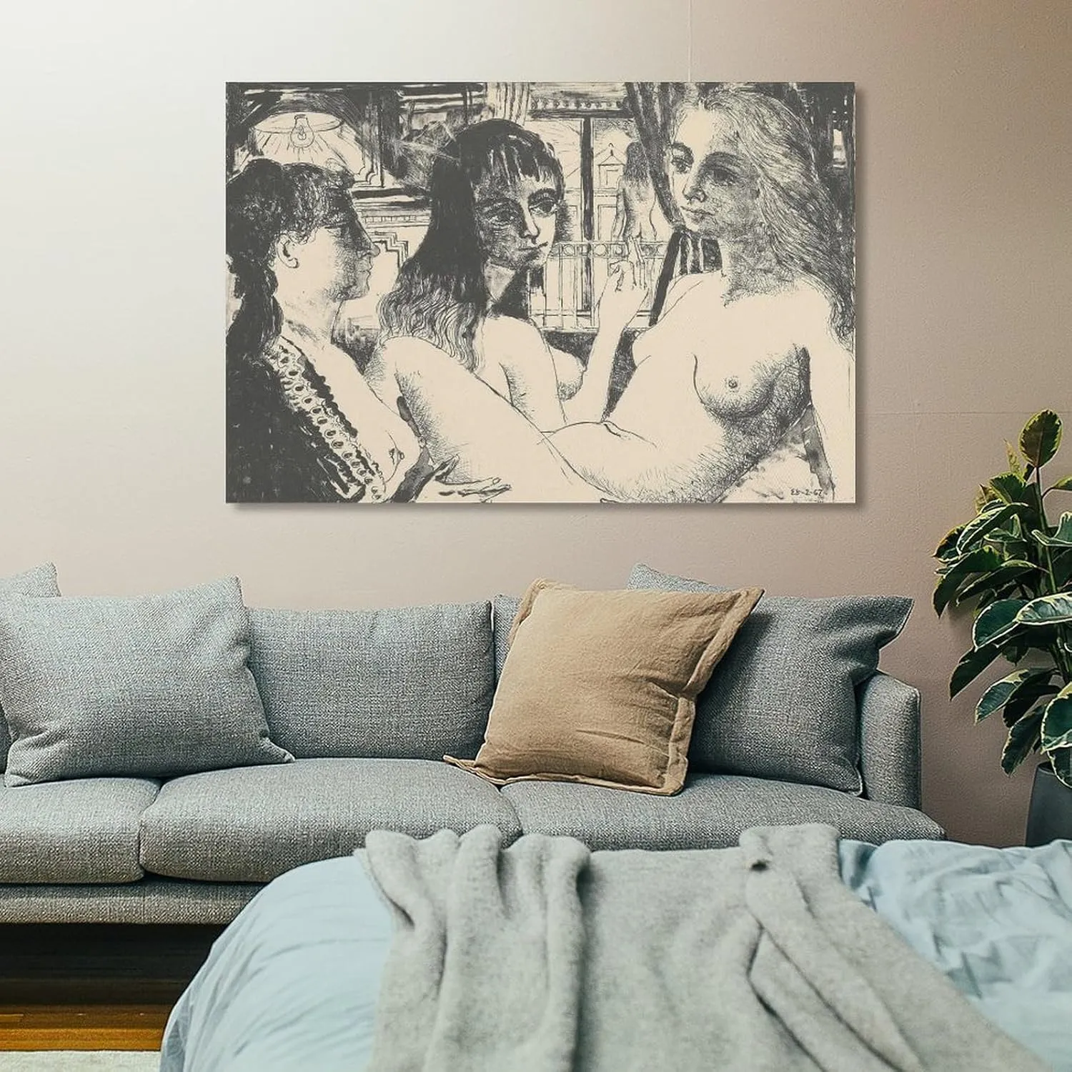 Paul Delvaux Posters Print THREE WOMEN Artworks Picture Print Poster Wall Art Painting Canvas Gift Decor Home Posters Decorative 12x18inch(30x45cm)