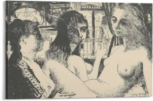 Paul Delvaux Posters Print THREE WOMEN Artworks Picture Print Poster Wall Art Painting Canvas Gift Decor Home Posters Decorative 12x18inch(30x45cm)