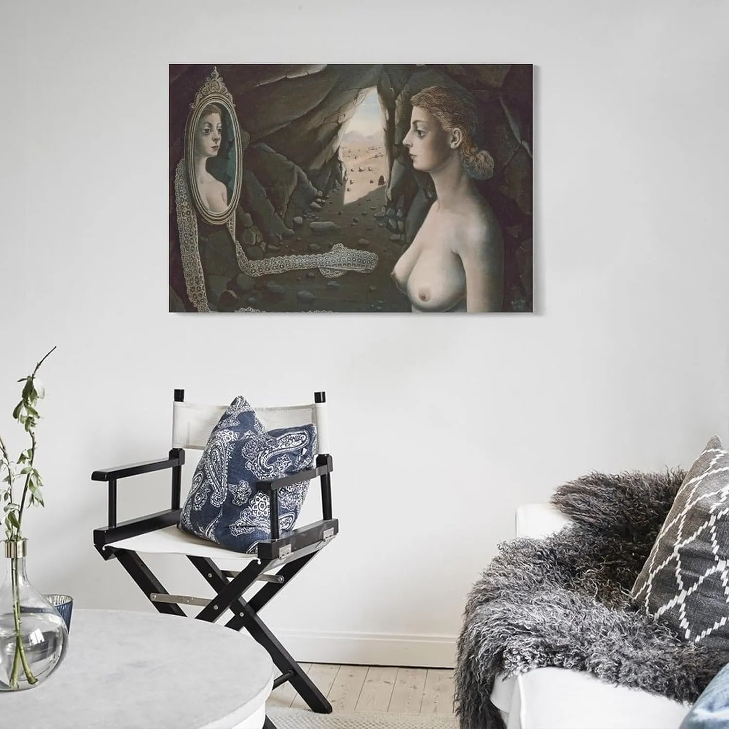 Paul Delvaux Posters Print Woman in The Mirror Picture Print Wall Art Poster Painting Canvas Posters Artworks Gift Idea Room Aesthetic 08x12inch(20x30cm)