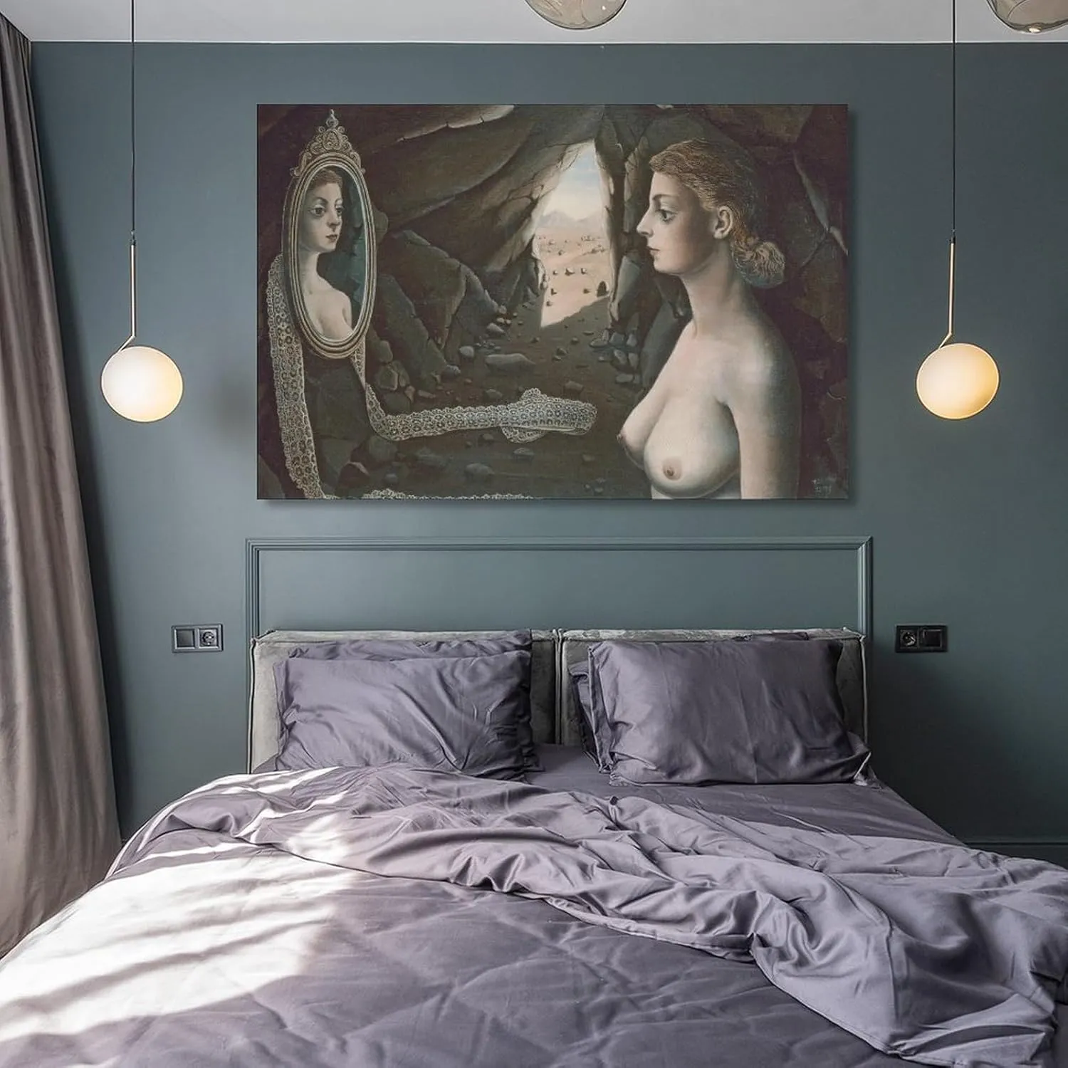 Paul Delvaux Posters Print Woman in The Mirror Picture Print Wall Art Poster Painting Canvas Posters Artworks Gift Idea Room Aesthetic 08x12inch(20x30cm)