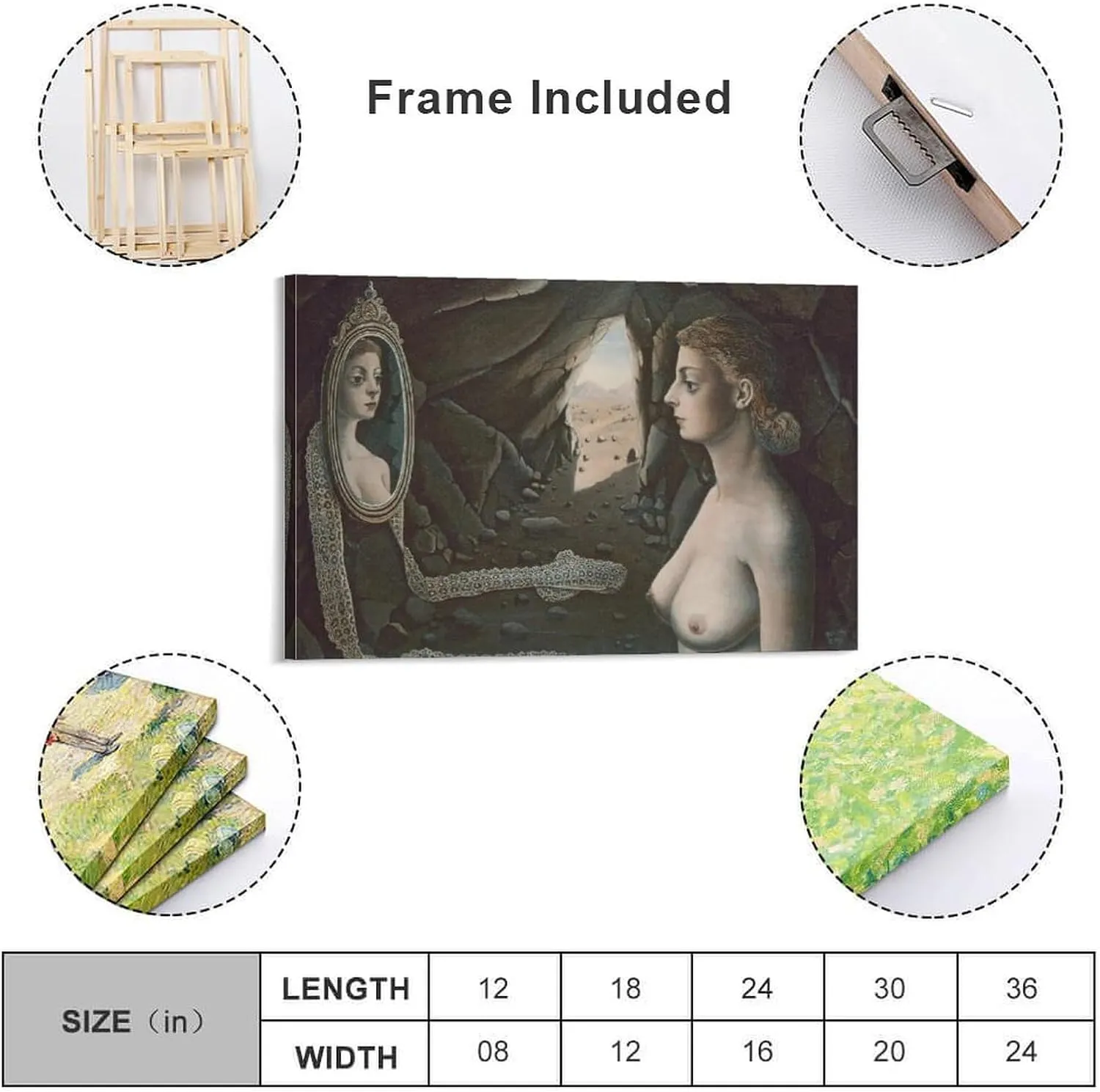 Paul Delvaux Posters Print Woman in The Mirror Picture Print Wall Art Poster Painting Canvas Posters Artworks Gift Idea Room Aesthetic 08x12inch(20x30cm)