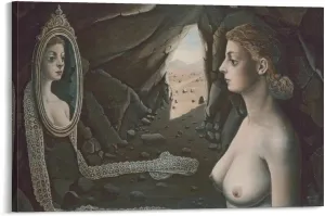 Paul Delvaux Posters Print Woman in The Mirror Picture Print Wall Art Poster Painting Canvas Posters Artworks Gift Idea Room Aesthetic 08x12inch(20x30cm)