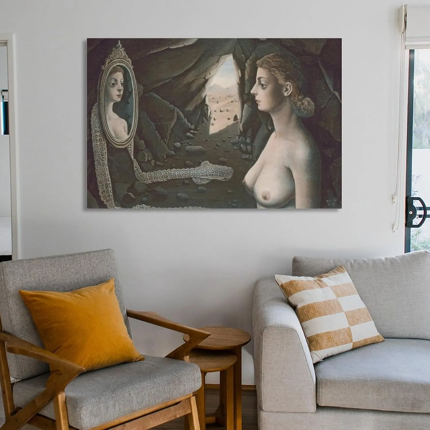 Paul Delvaux Posters Print Woman in The Mirror Picture Print Wall Art Poster Painting Canvas Posters Artworks Gift Idea Room Aesthetic 08x12inch(20x30cm)