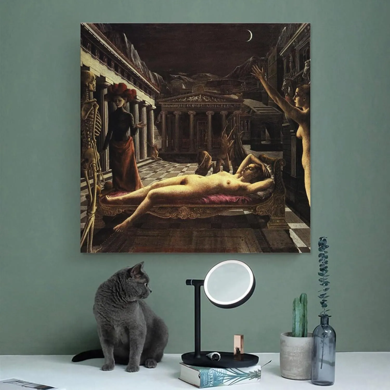 Paul Delvaux Print Painting-The Sleeping Venus Canvas Wall Art Poster Decorative Bedroom Modern Home Print Picture Artworks Posters 16x16inch(40x40cm)