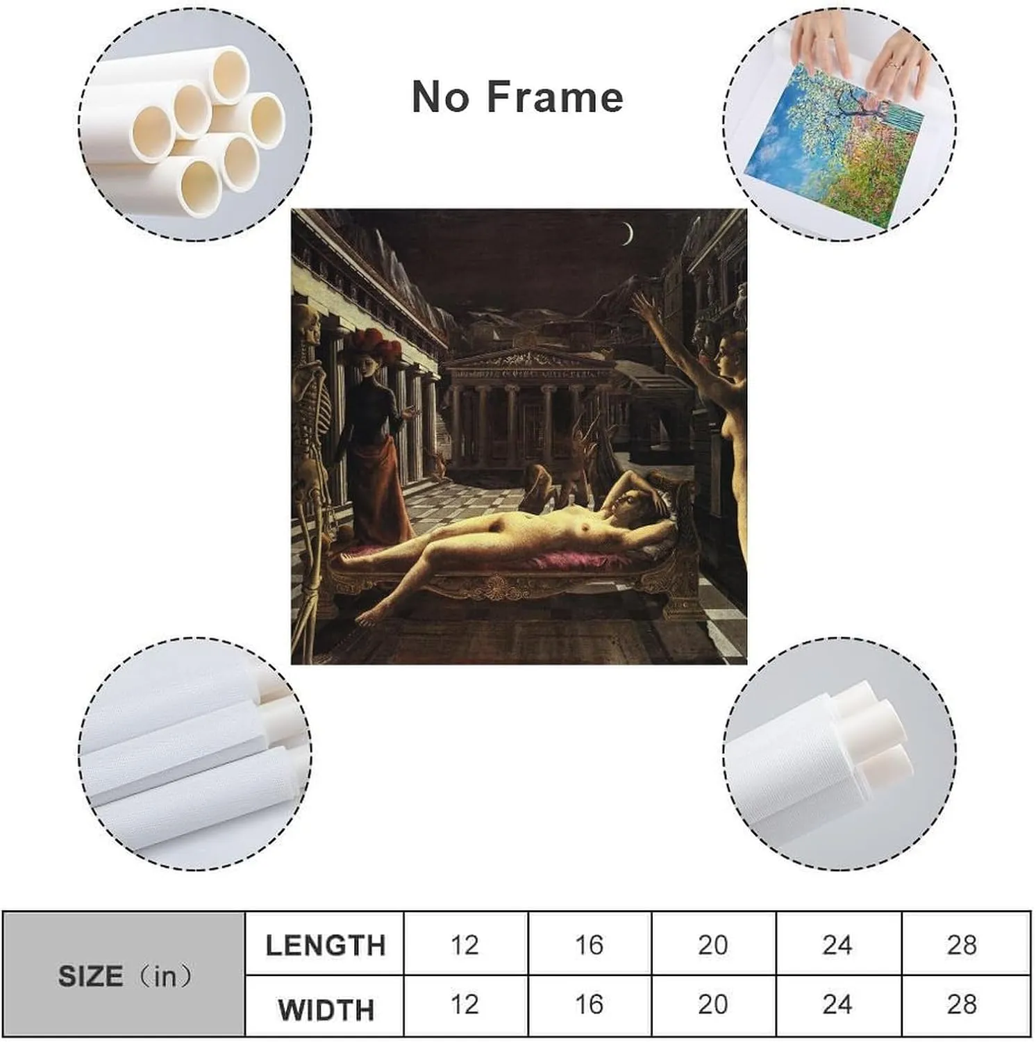 Paul Delvaux Print Painting-The Sleeping Venus Canvas Wall Art Poster Decorative Bedroom Modern Home Print Picture Artworks Posters 16x16inch(40x40cm)