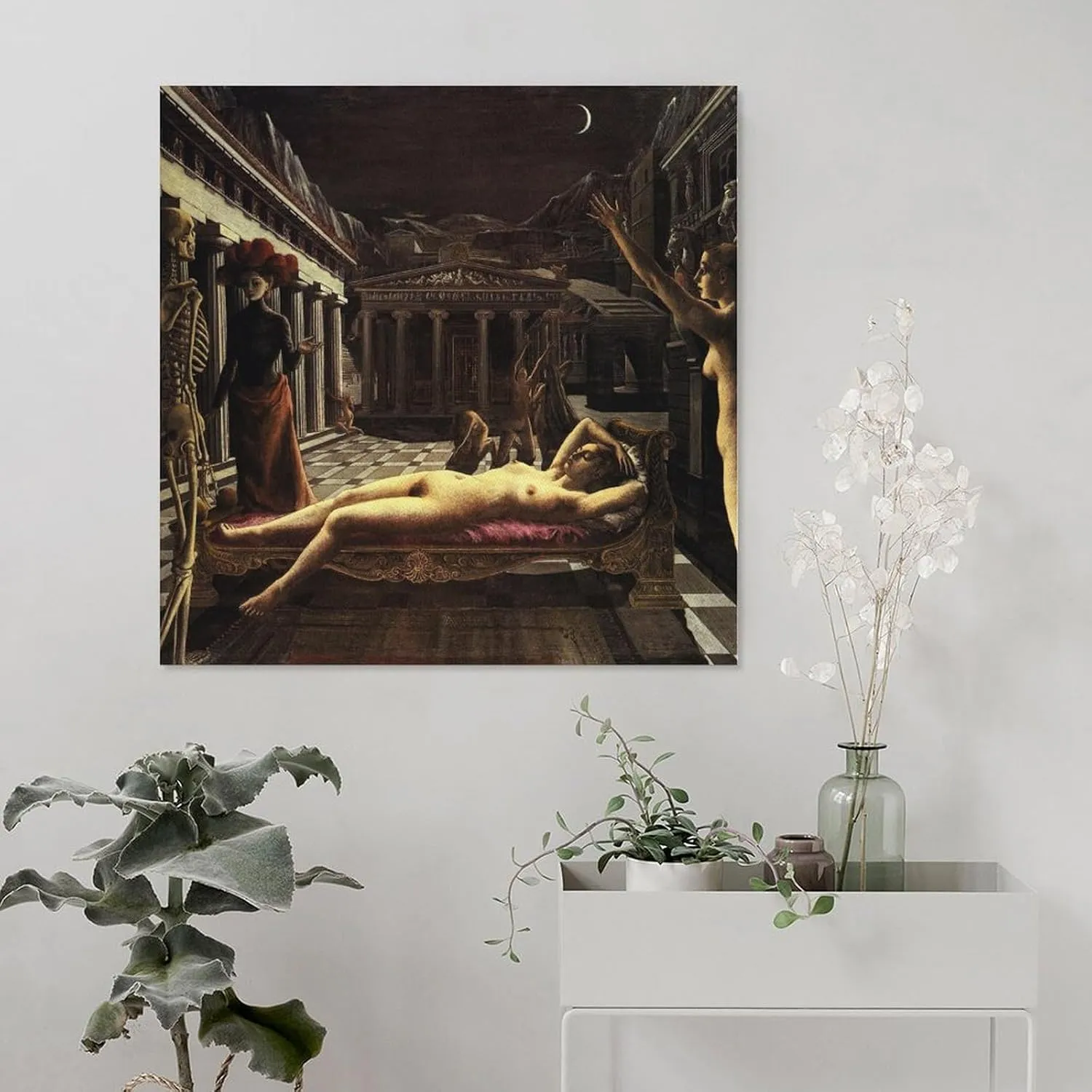 Paul Delvaux Print Painting-The Sleeping Venus Canvas Wall Art Poster Decorative Bedroom Modern Home Print Picture Artworks Posters 16x16inch(40x40cm)