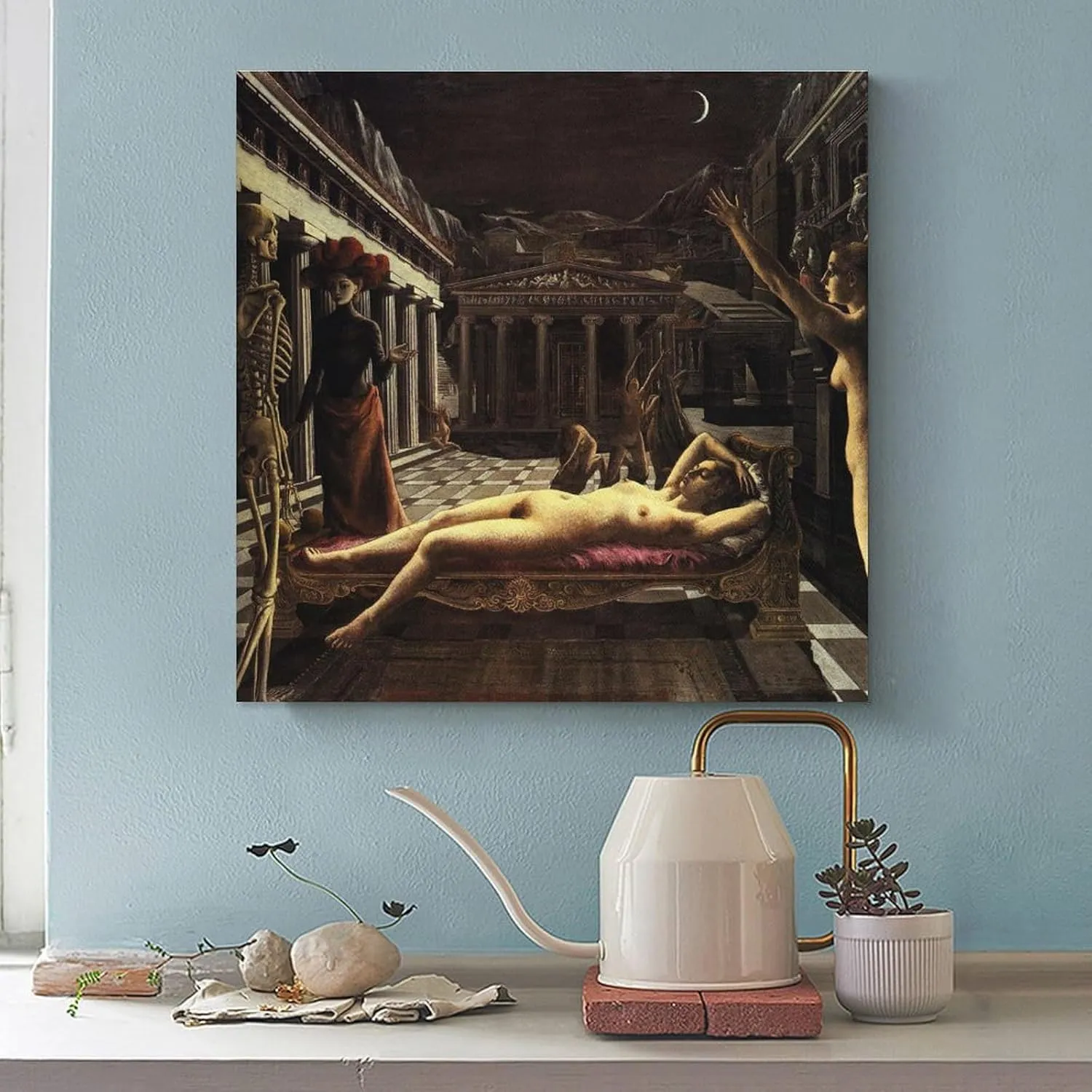 Paul Delvaux Print Painting-The Sleeping Venus Canvas Wall Art Poster Decorative Bedroom Modern Home Print Picture Artworks Posters 16x16inch(40x40cm)