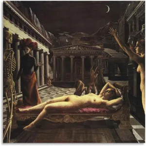 Paul Delvaux Print Painting-The Sleeping Venus Canvas Wall Art Poster Decorative Bedroom Modern Home Print Picture Artworks Posters 16x16inch(40x40cm)
