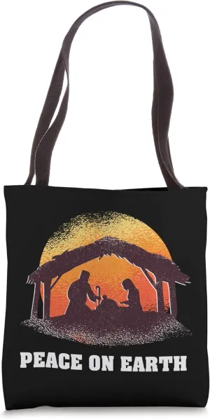 Peace On Earth - Christmas Advent Nativity Scene North Star Tote Bag