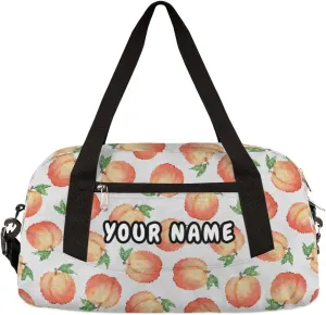 Peach Personalized Kids Duffel Bag for Girls Boys, Peach Debris Custom Name Dance Bag Overnight Small Duffel Bag Carry On Weekend Sports Travel Bag for School Practice Gymnastics Ballet