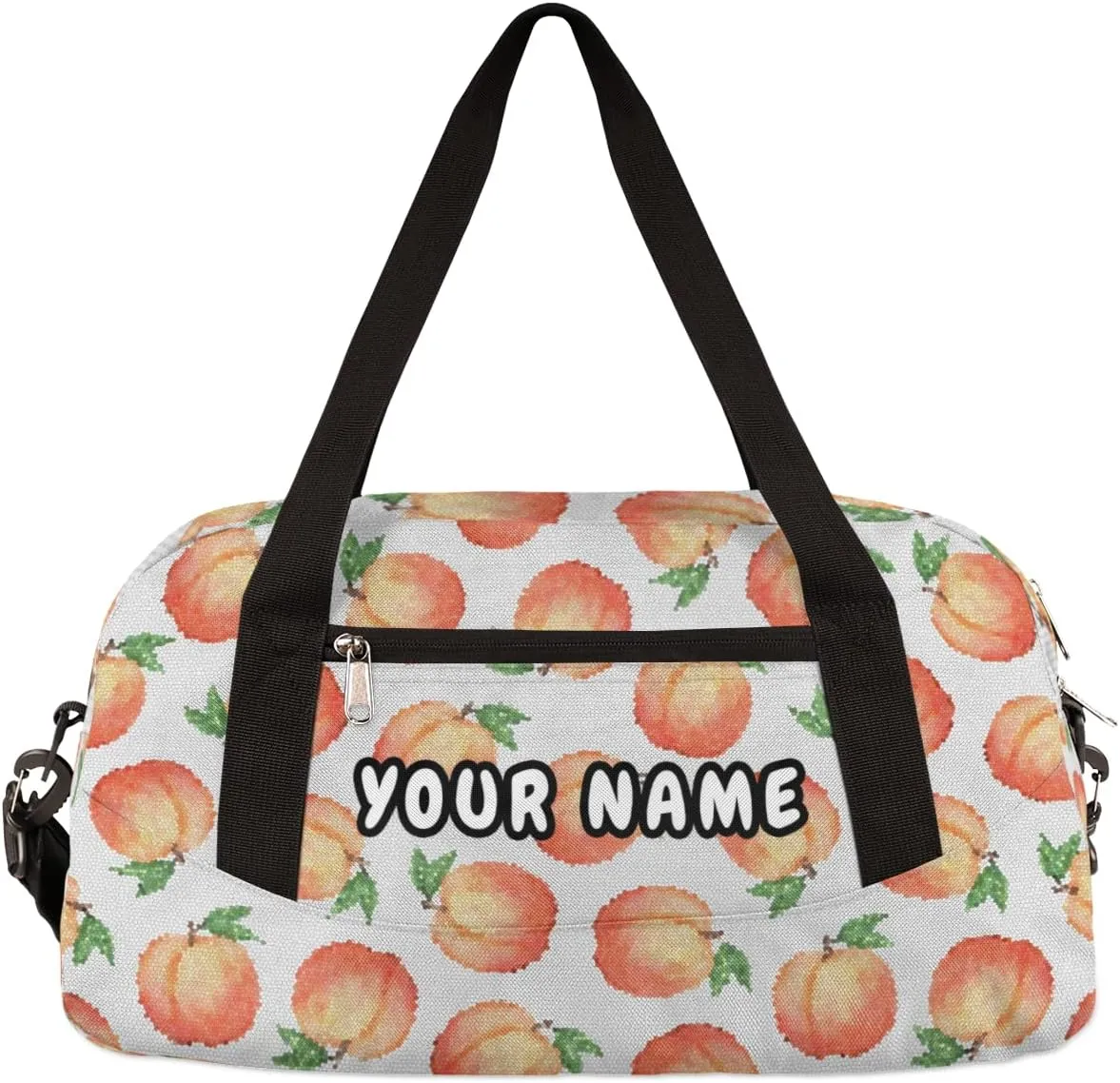 Peach Personalized Kids Duffel Bag for Girls Boys, Peach Debris Custom Name Dance Bag Overnight Small Duffel Bag Carry On Weekend Sports Travel Bag for School Practice Gymnastics Ballet