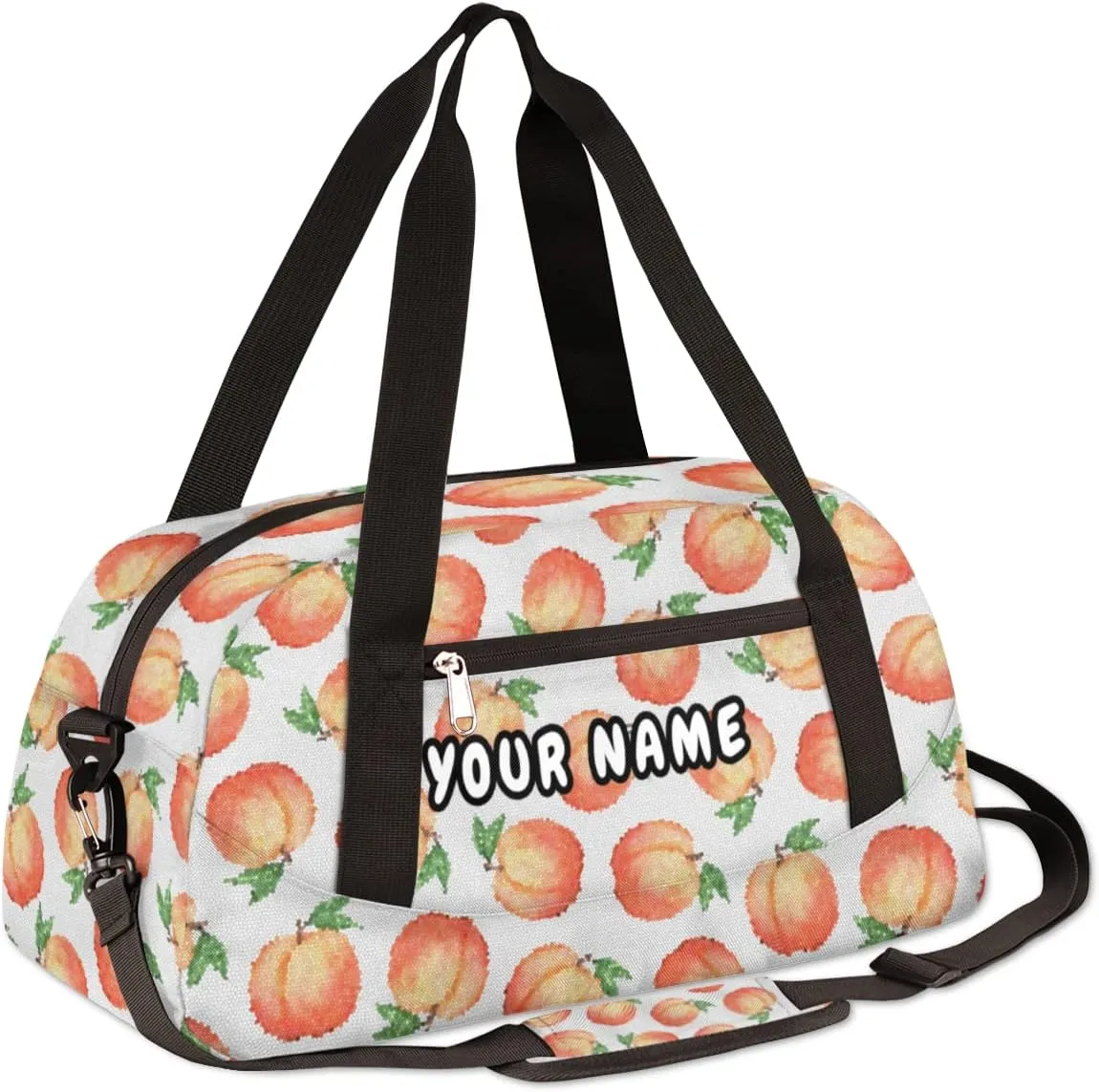 Peach Personalized Kids Duffel Bag for Girls Boys, Peach Debris Custom Name Dance Bag Overnight Small Duffel Bag Carry On Weekend Sports Travel Bag for School Practice Gymnastics Ballet