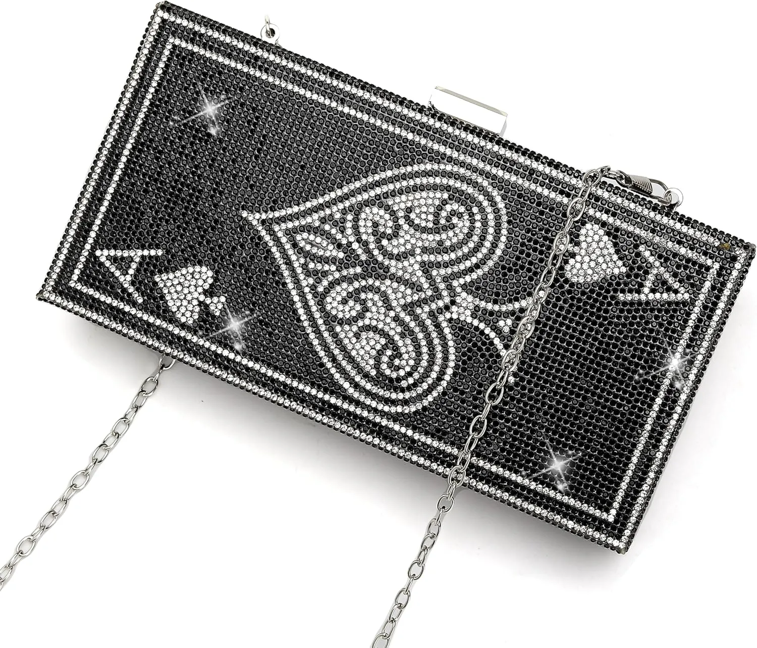 pearl&she Diamond Women Evening Handbags Purse Minaudiere Clutch Bag,Stack of Cash Dollars Crystal Clutch Purses