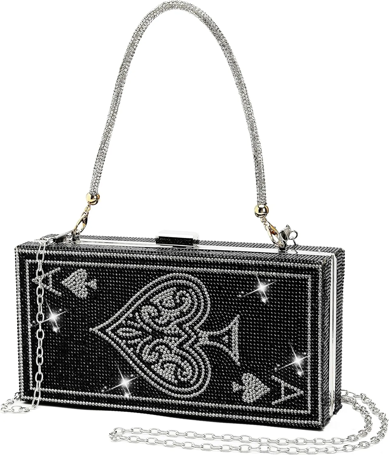 pearl&she Diamond Women Evening Handbags Purse Minaudiere Clutch Bag,Stack of Cash Dollars Crystal Clutch Purses