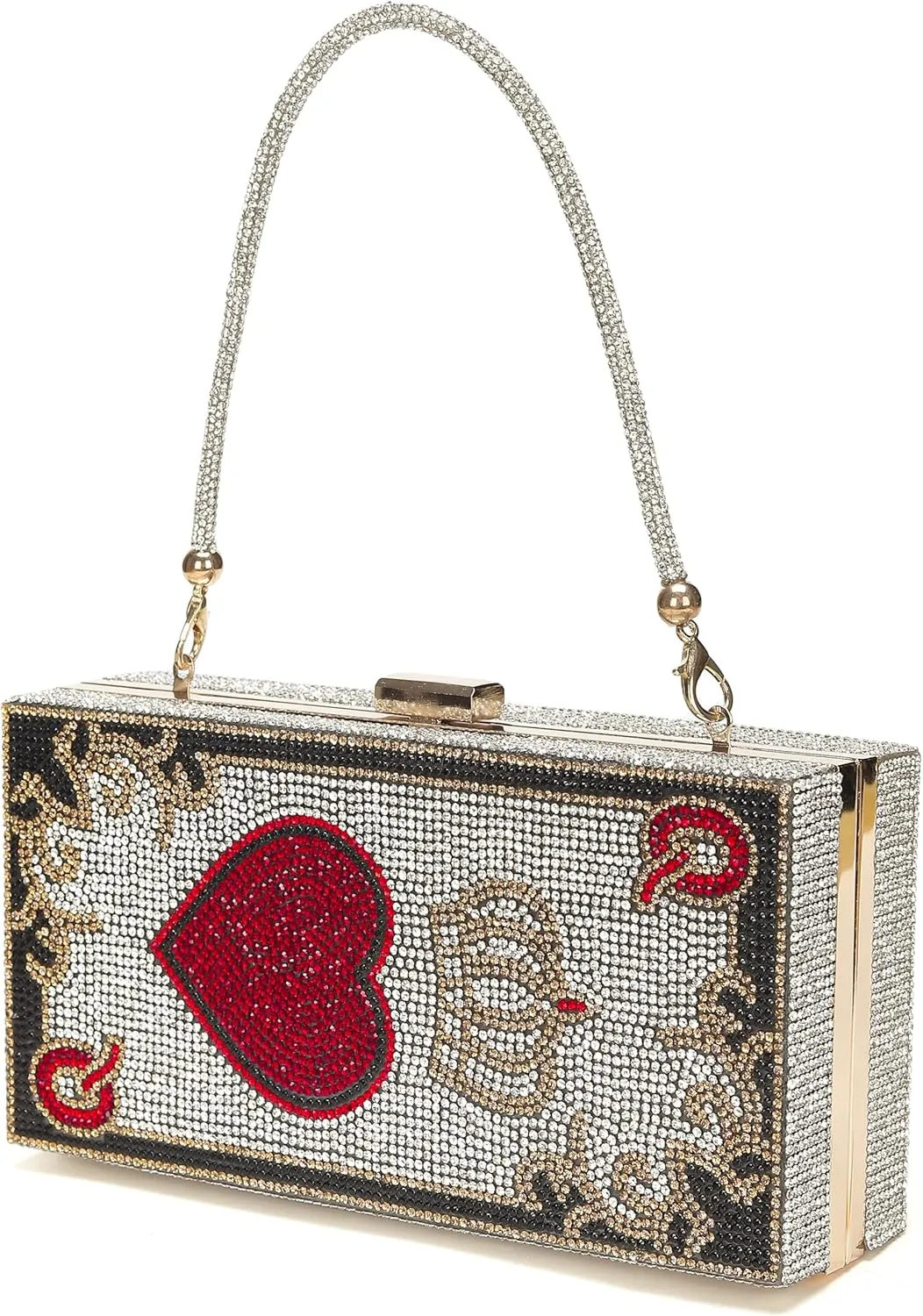 pearl&she Diamond Women Evening Handbags Purse Minaudiere Clutch Bag,Stack of Cash Dollars Crystal Clutch Purses
