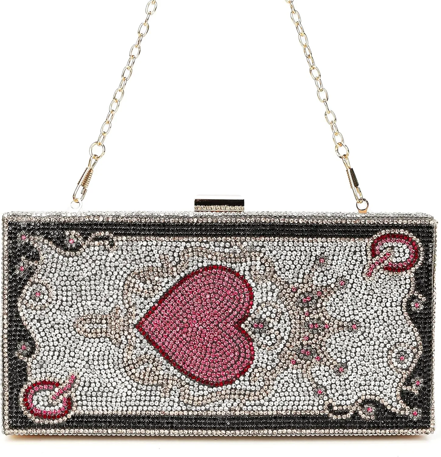 pearl&she Diamond Women Evening Handbags Purse Minaudiere Clutch Bag,Stack of Cash Dollars Crystal Clutch Purses
