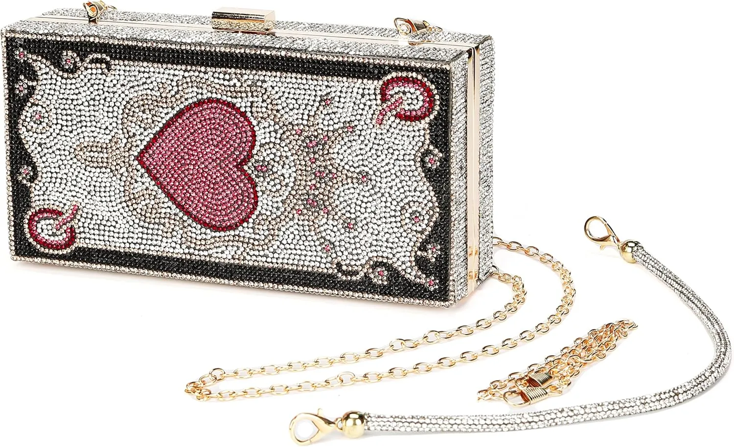 pearl&she Diamond Women Evening Handbags Purse Minaudiere Clutch Bag,Stack of Cash Dollars Crystal Clutch Purses