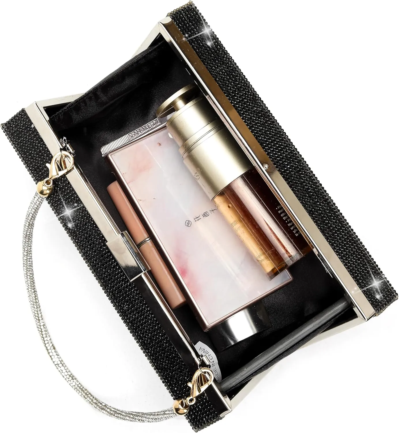 pearl&she Diamond Women Evening Handbags Purse Minaudiere Clutch Bag,Stack of Cash Dollars Crystal Clutch Purses