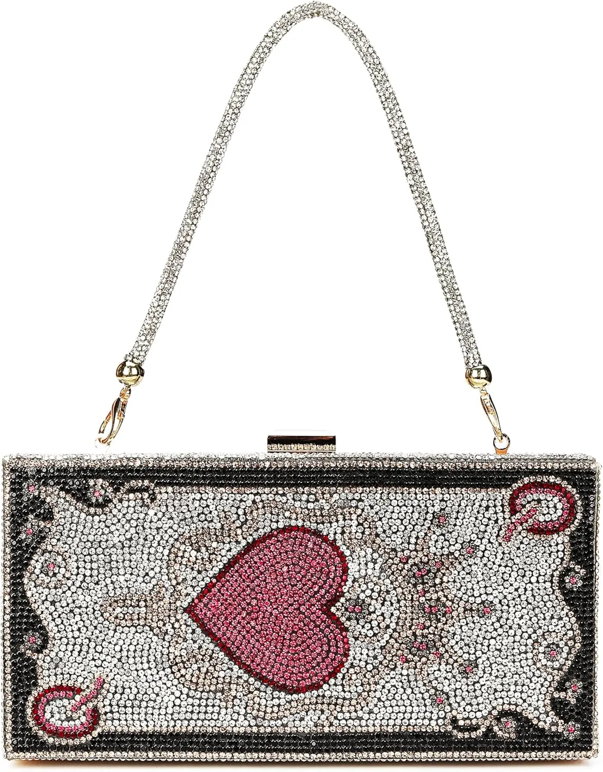 pearl&she Diamond Women Evening Handbags Purse Minaudiere Clutch Bag,Stack of Cash Dollars Crystal Clutch Purses