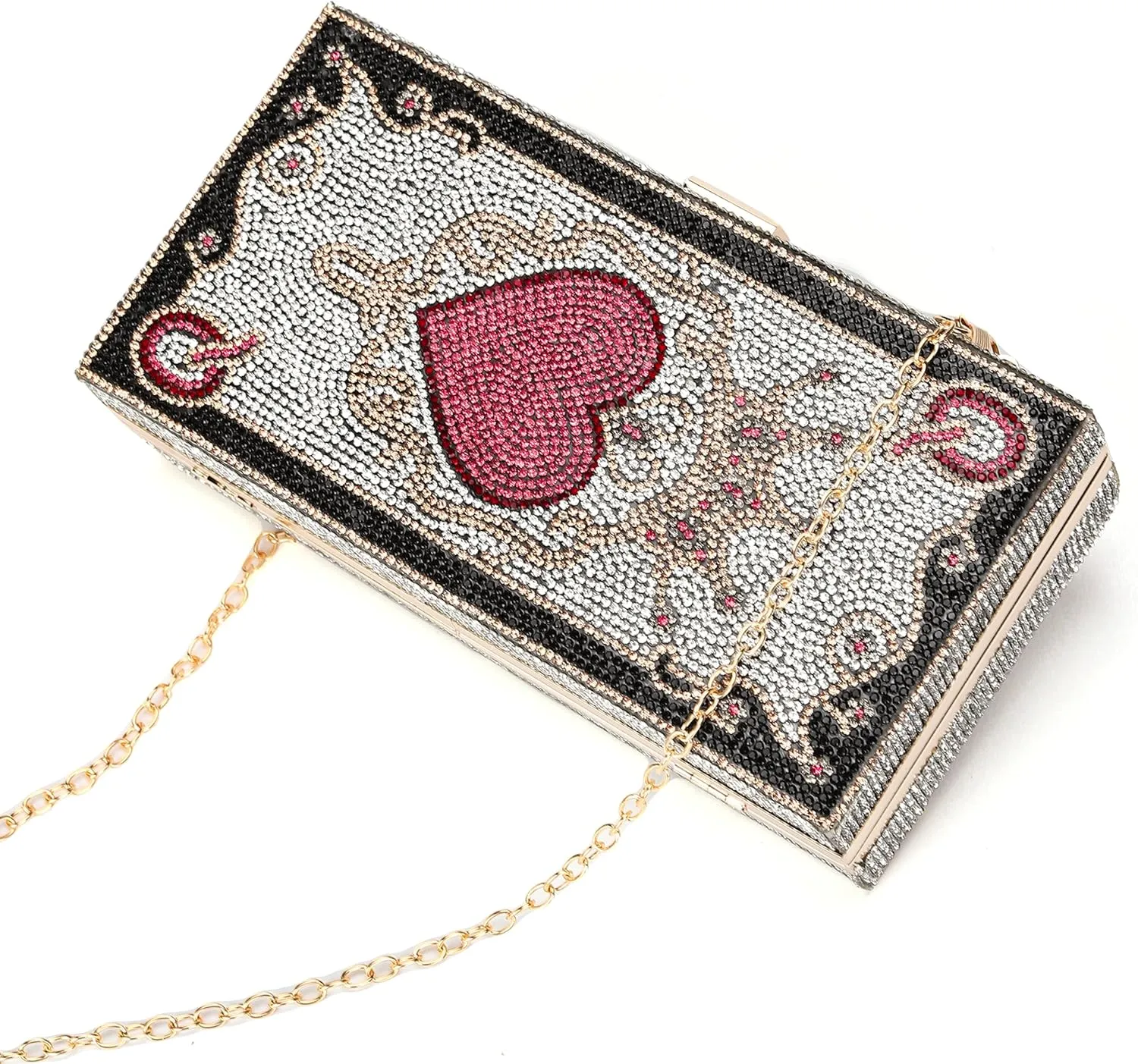 pearl&she Diamond Women Evening Handbags Purse Minaudiere Clutch Bag,Stack of Cash Dollars Crystal Clutch Purses