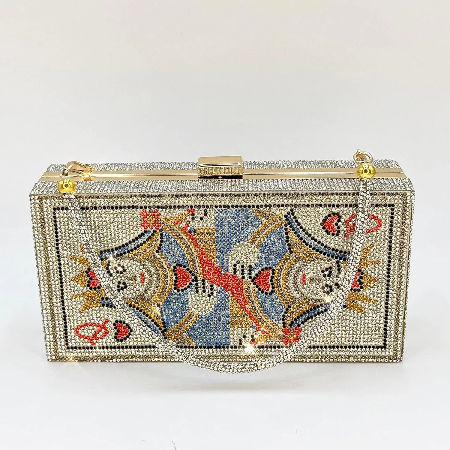 pearl&she Diamond Women Evening Handbags Purse Minaudiere Clutch Bag,Stack of Cash Dollars Crystal Clutch Purses