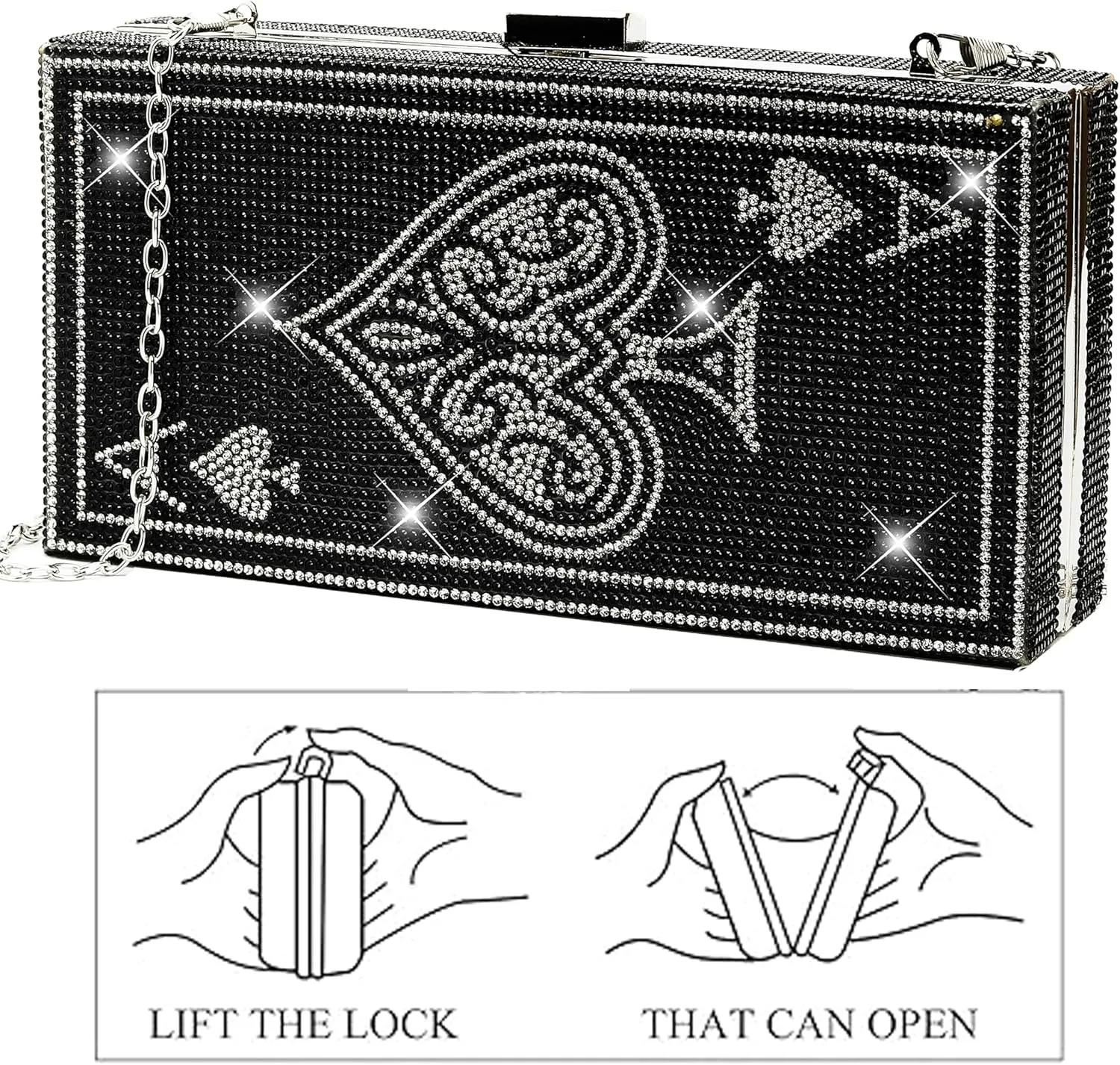 pearl&she Diamond Women Evening Handbags Purse Minaudiere Clutch Bag,Stack of Cash Dollars Crystal Clutch Purses