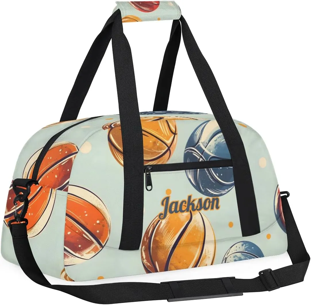 Personalized Basketball Duffel Bag for Boys, Custom Gym Bag Overnight Bags for Travel Weekender Practice