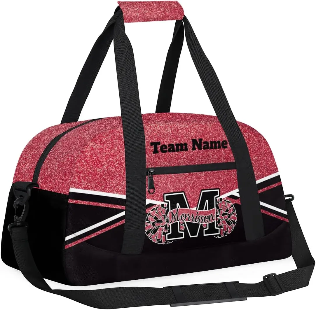 Personalized Cheerleader Bag Duffel Bag for Girls, Custom Cheer Bag Overnight Bags for Gymnastics Travel Weekender Dark Red