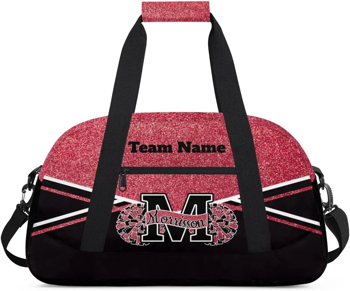 Personalized Cheerleader Bag Duffel Bag for Girls, Custom Cheer Bag Overnight Bags for Gymnastics Travel Weekender Dark Red