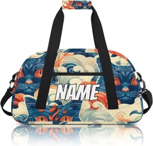 Personalized Custom Gym Bag for Women Men Carry on Cats Abstract Travel Duffel Tote Japanese Asian Overnight Workout Weekender Bag