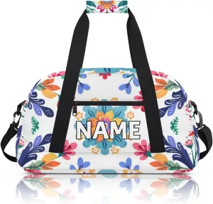Personalized Custom Gym Bag for Women Men Carry on Colorful Floral Travel Duffel Tote Summer Flowers Overnight Workout Weekender Bag