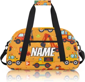 Personalized Custom Gym Bag for Women Men Carry on Excavator Trucks Travel Duffel Tote Bulldozer Machinery Overnight Workout Weekender Bag