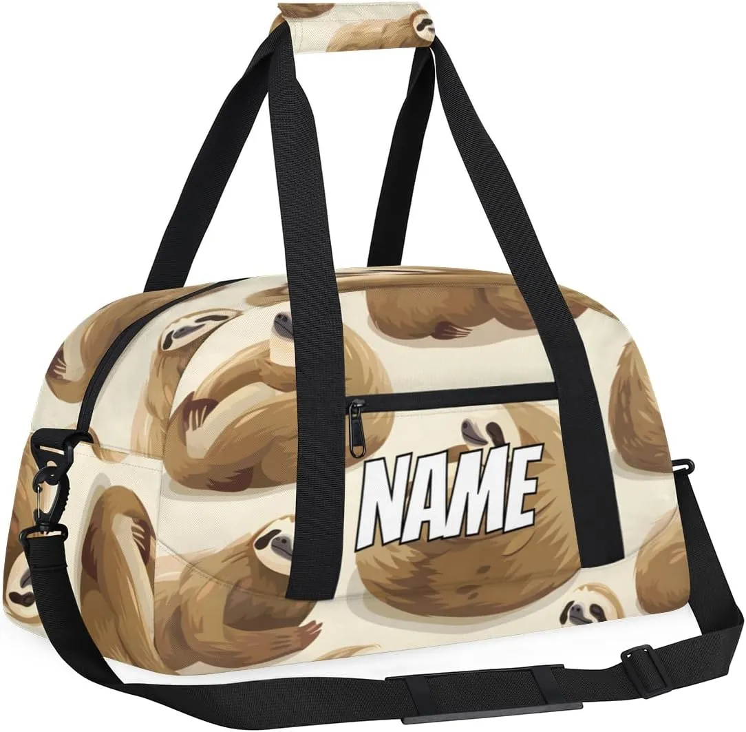 Personalized Custom Gym Bag for Women Men Carry on Funny Sloth Travel Duffel Tote Lovely Animal Overnight Workout Weekender Bag