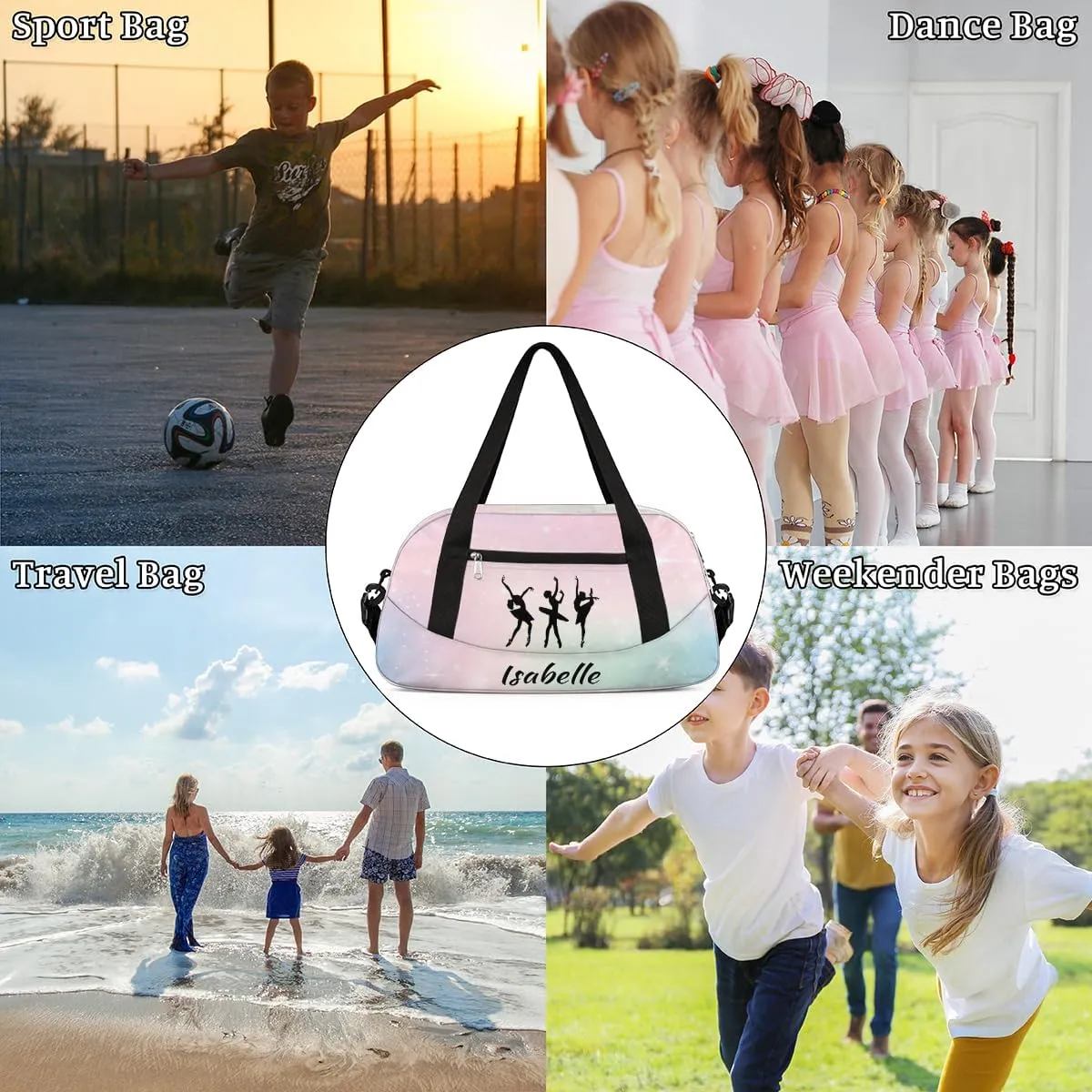 Personalized Dance Duffel Bag for Girls - Customized, Water-Resistant, Multipurpose - Color 29 - 18.5 x 9.44 x 7.87 inches