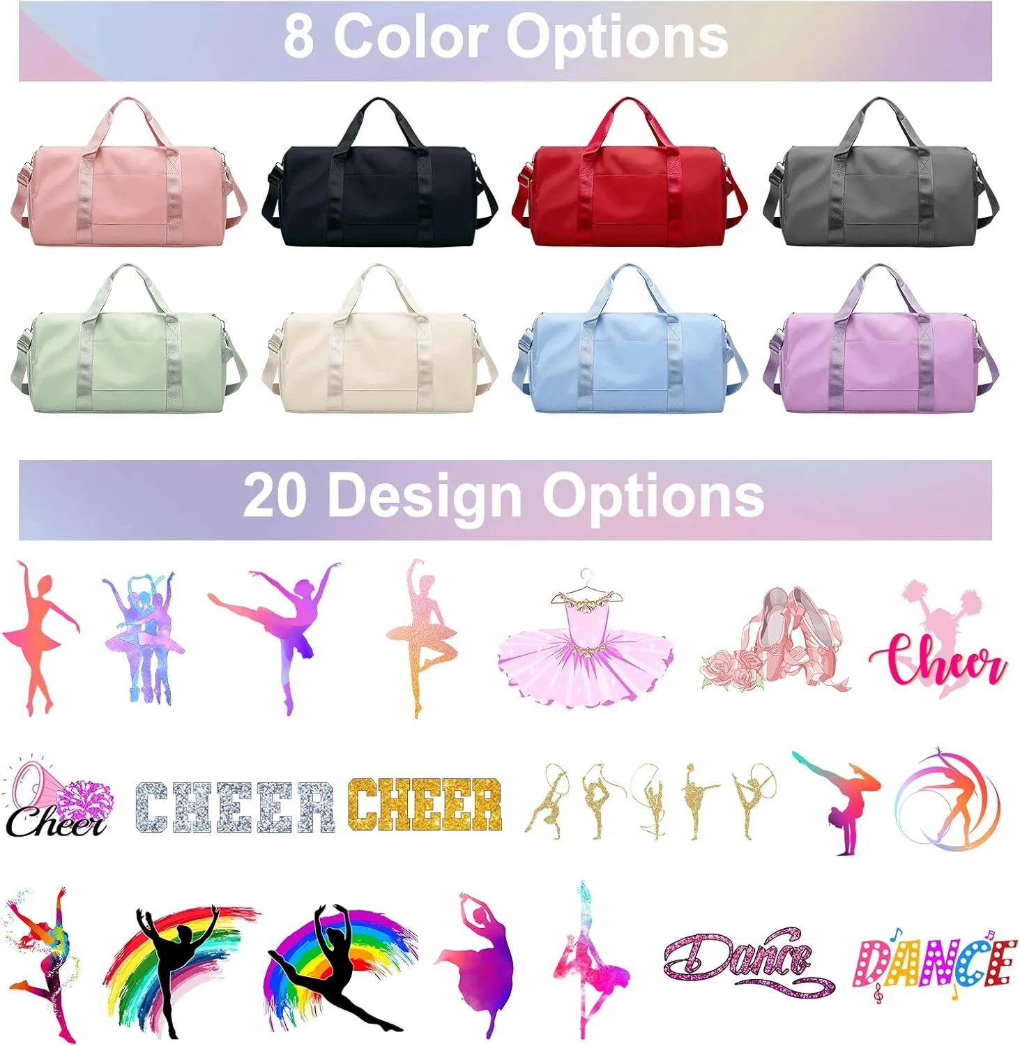 Personalized Duffle Bag Printed with Name Photo, Custom Duffle Gym Bags with Wet Dry Pockets & Shoe for Dance Sport Yoga,Personalized Gym Bag for Women Men,Personalized Travel Bag Grey