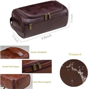 Personalized Embroidery PU Leather Travel Toiletry Bag for Men,Stylish Travel Organizer for Travel, Wedding Gift,Customized Monogram Travel Shaving Dopp Kit for Groomsmen (Dark Brown)