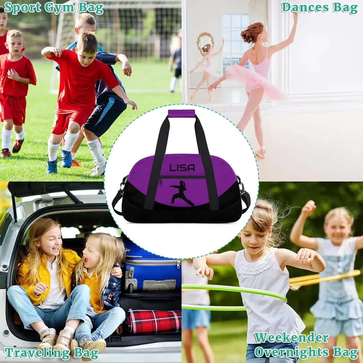 Personalized Gym Bag Duffel Bag for Girls, Custom Cheerleader Bag Overnight Bags for Gymnastics Travel Weekender Practice Karate Taekwondo