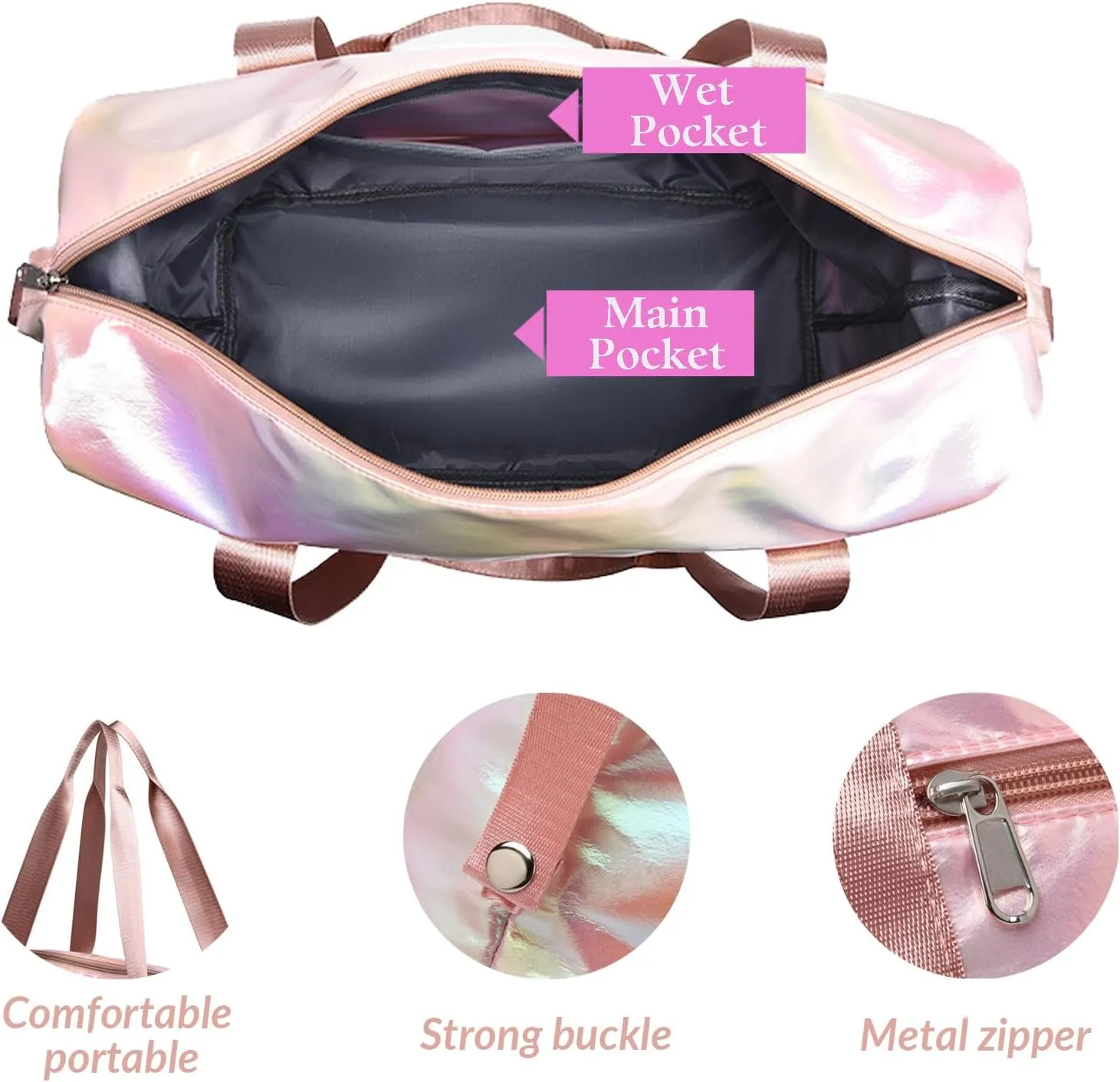Personalized Large Duffel Bag, Embroidered Name,Custom Sport Gym Bags for Women/Men, Weekend Overnight Camp Bag with Wet Dry Pockets & Shoe, Bridesmaid Gift,Cheerleading Dance Travel Pack