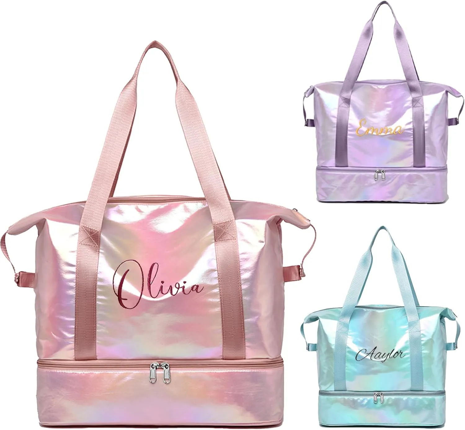 Personalized Large Duffel Bag, Embroidered Name,Custom Sport Gym Bags for Women/Men, Weekend Overnight Camp Bag with Wet Dry Pockets & Shoe, Bridesmaid Gift,Cheerleading Dance Travel Pack