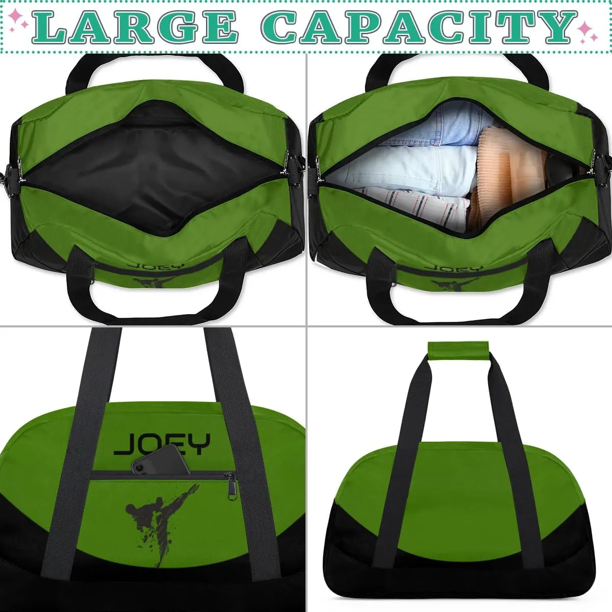 Personalized Martial Art Bag Duffel Bag for Boys Girls, Custom Taekwondo Karate Bag for Travel Weekender Practice Art
