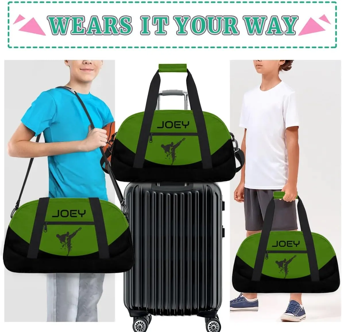 Personalized Martial Art Bag Duffel Bag for Boys Girls, Custom Taekwondo Karate Bag for Travel Weekender Practice Art